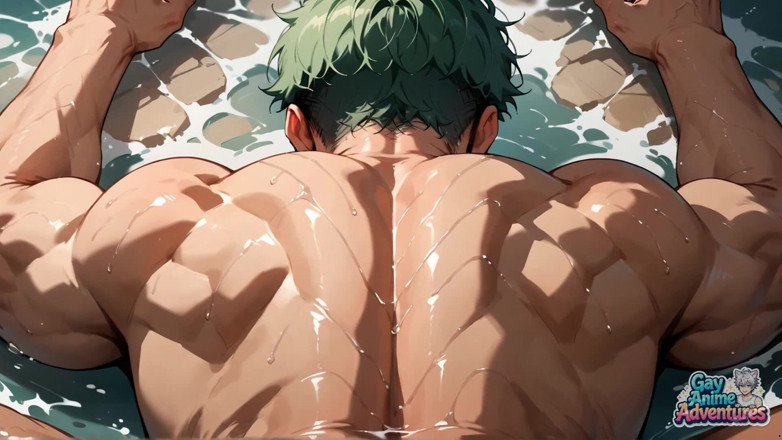 Gay Anime Adventures: A Green-haired Muscle Bunny Shocks with a Spunk Splash! Experience...