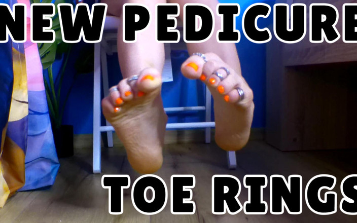 Lady_Angela: レディ・アンジェラ・オレンジ ペディキュアとトゥリング JOI