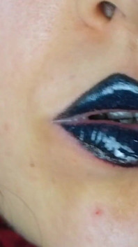 Gothic Dark Blue Lipstick and Glossy Lips