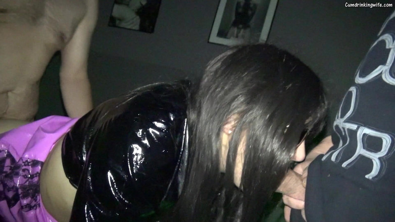 Cumdrinking Wife: 18 Guys Fuck Me at the Adult Theater