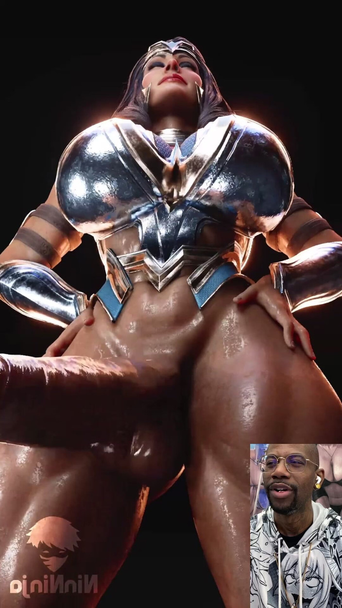 L6RD7BLU3 FUTA: Wonder woman transgender ondeggia il suo gustoso cazzo umido davanti...