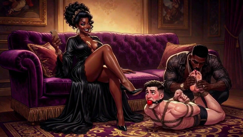 Gagged AI Cartoons: Propiedad rico negro