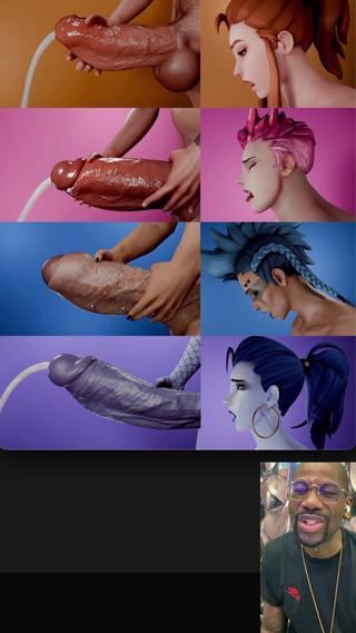 L6RD7BLU3 FUTA: Múltiples zorras transgénero de Overwatch masturbándose y corriéndose al mismo...