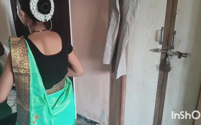 Desishycouple: Indian Wife Getting Ready in Green Saree. Part 1