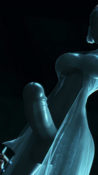 Riley the Ghost Gal dikongkek oleh wanita perak batang besar Futanari - animasi 3d