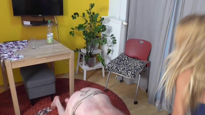 Femdom Austria: Punished grandpa with a belt