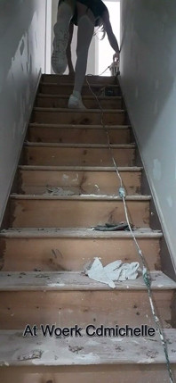 Di Tempat Kerja Cdmichelle, Sanding Drywall Sebelum Melakukan Pembaikan Drywall, Memakai Garter Seksi, Stspes Liingerie & Sexy Dres