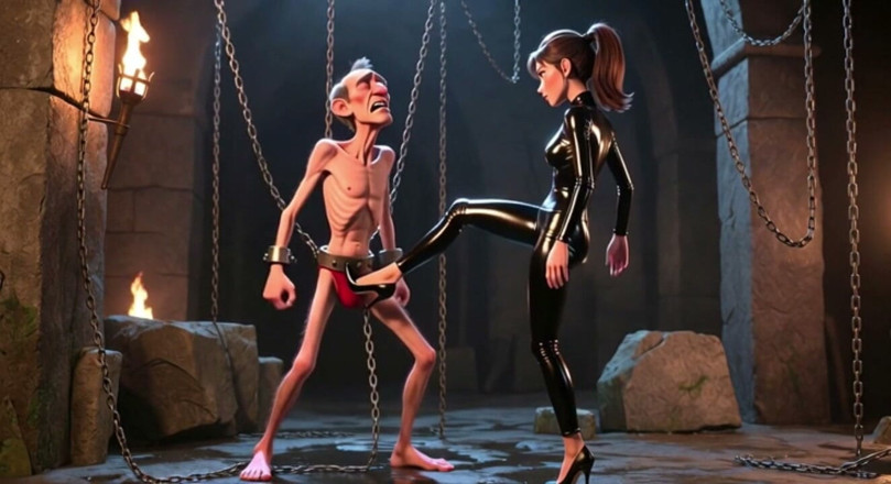 YOUR BEST FANTASY: Ballbusting - Dominatrix Kicks Bound Man's Balls