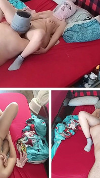 Orgazm olmak için karısının amını yalıyor