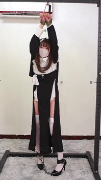 The Girlfriend Role-plays a Nun, Handcuffed and Shackled, Bound to an Iron Frame