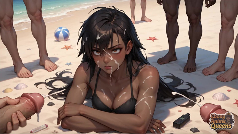 Ebony Anime Queens: Pesta seks di pantai! Ratu sange ini dientot habis-habisan sampai...