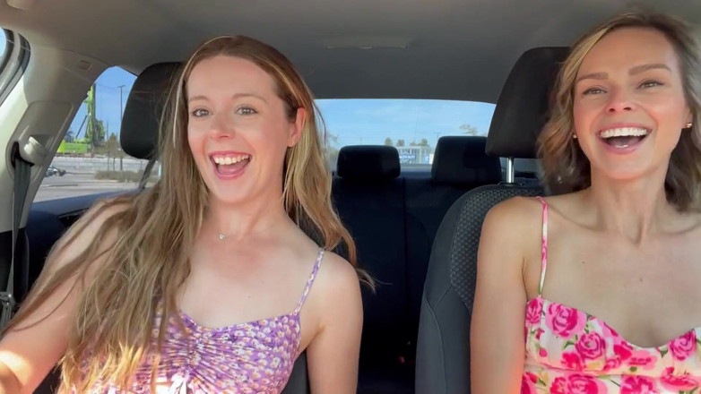 Serenity Cox: Nadia Foxx &amp; Serenity Cox Cumming Hard in Drive Thru with...