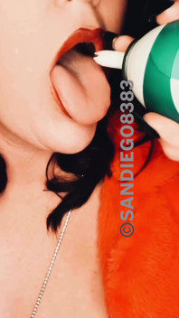 Sexy Brunette Eats Whipped Cream