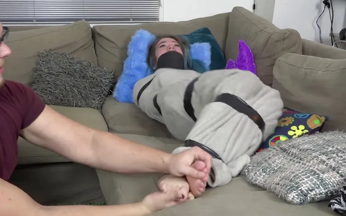 Restricting Ropes: Luna Grey - encased in blanket and tickling