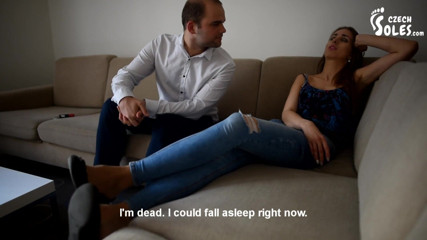 Czech Soles - foot fetish content: Smelling her pantyhose on a hot day