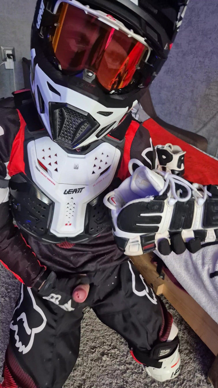 Sneakersmax98: An Excited Guy in Motorcycle Gear Fucks His Sneakers