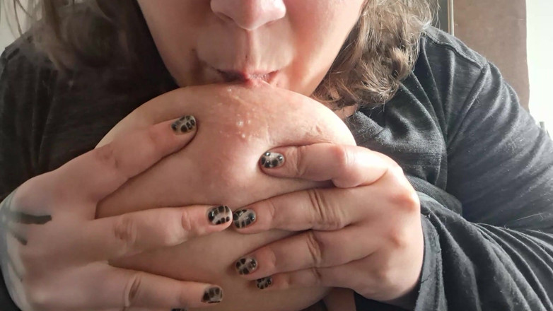 alucidfever: Sucking My Own Nipples - Large Areolas &amp; Saggy Tits Combo