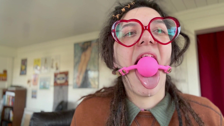 Wookie Princess: Nerdy Girl First Time Ball Gag Try on and Spit...