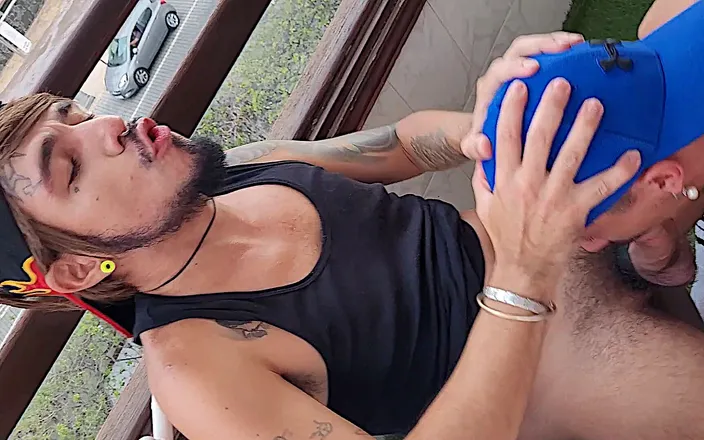 LEO BULGARI: Delicious Bareback Fucking on the Balcony in Full View of...