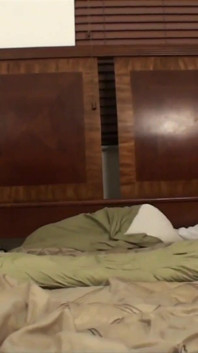 Brunette teen gets facial in the bedroom