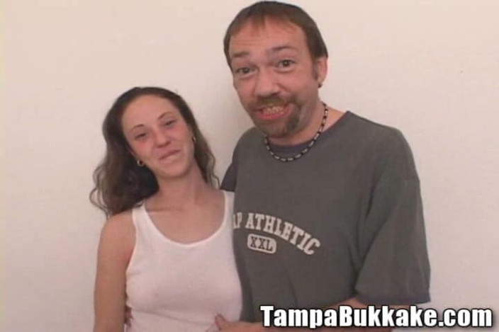Tampa Bukkake: Excon Prioson Bitch Big Tits Freckle Fucked by Three Free...