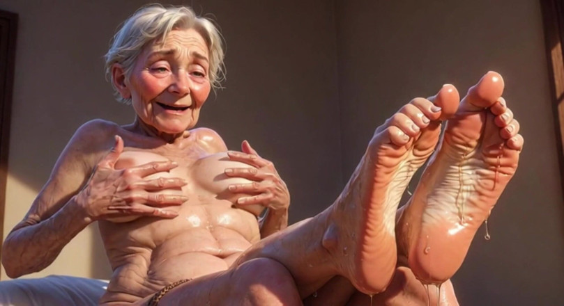 Anime Hentai: Old Granny Enjoying Oil Foot Massage - Desperate for Tongue in...