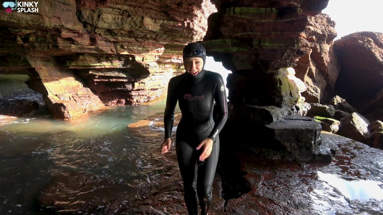 UKCuteGirl: Wetsuit Cave Encounter: Secret Fun with Mysterious Stranger