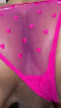 Hot Black Sexy Transboy in Pink Lace Thong Tease