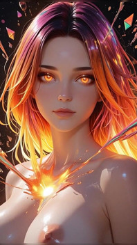 Cósmica neon deusa nua beleza retratocom com nuvens cibernéticas ai art slideshow