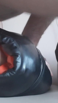 Leather pants stuffed with a leather pillow