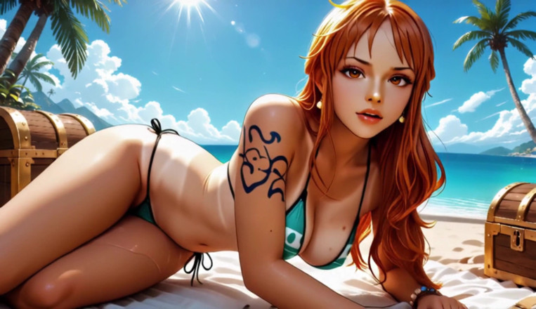 Sdanimacionescol: Nami жестко трахнули Luffy и Zoro - тройничок на пляже One Piece, хентай без цензуры