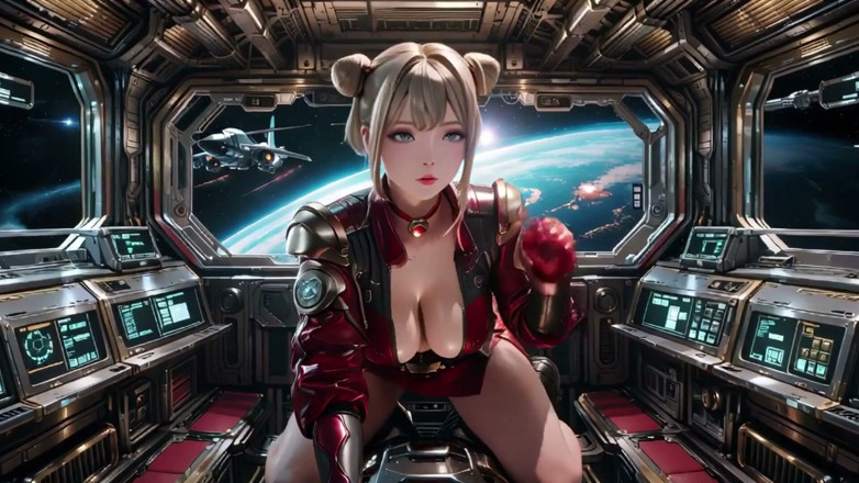Seraphina Vale: Starship Red Armor the Blonde Commander's Private Gaze!