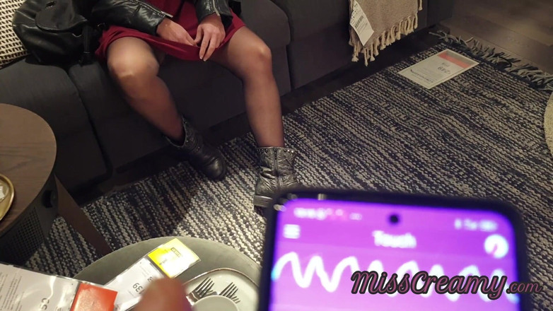 Miss Creamy: Public Flash - Female Orgasm with Remote Toy at Shopping Center -...