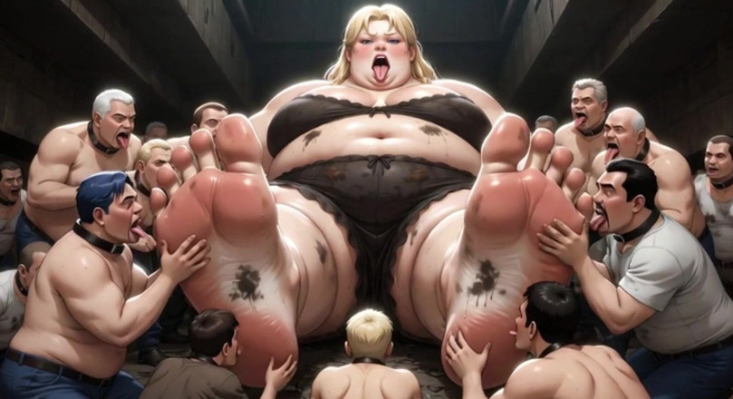YOUR BEST FANTASY: Huge Obese Giantess BBW - Slave Men Licking &amp; Cleaning Her Big...