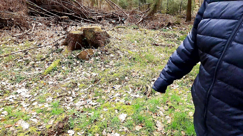 Bouncy Tits Action: Pinces sur les lèvres qui marchent dans la forêt