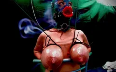 Gimp mask hucow tied tit busting