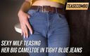 Teasecombo 4K: Tante seksi menggoda memek tembus pandangnya pakai celana jins biru...