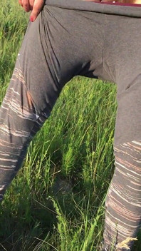 Pisse dans l’herbe dans une prairie