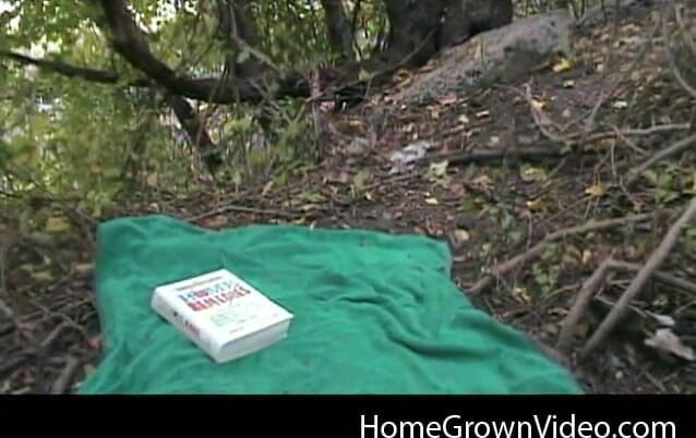 Homegrown Outdoor Sex: Shy blonde Amber gets fucked in the woods