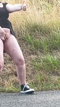 Outdoor Female Exhibitionist: Hitchhiking Flash