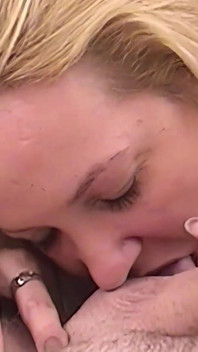 Blonde MILF Sucks Cock Deep and Takes Messy Facial