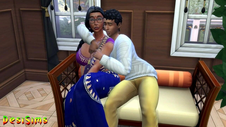Desi Sims: Engelse versie - Desi Mallu Saree tante gaat vreemd met een...