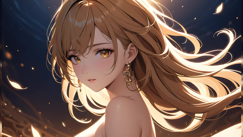 LustRender: Golden Breeze: una bellissima giovane donna in un scintillio da...