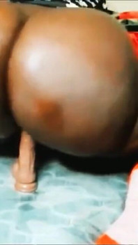 Oiled BBW Riding Dildo