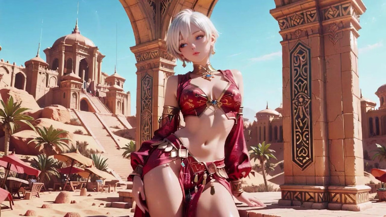 Seraphina Vale: Desert Fantasy! Silver-haired Saintess's Private Dance in the Red-gold Palace,...