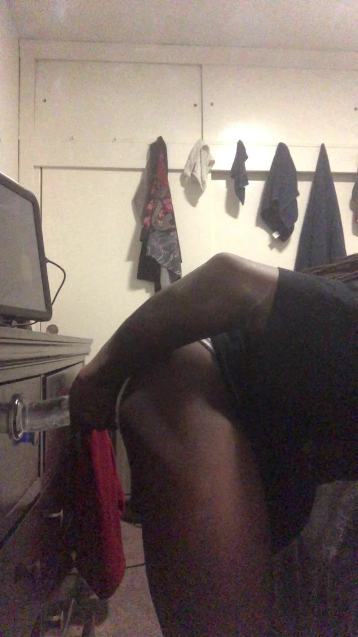 Emperor Kai Da God King: Black Male Booty Slides Thong to the Side Solo Anal...