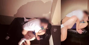 N ° 60 Jeu de draguer pour Halloween « Non, mes amis arrivent ! » Des filles cosplay se font baiser dans les toilettes du club.