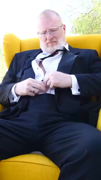 Bearfilms - Silver bear Rusty Mcmann jerks off solo and cums