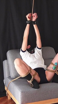 Girl in Bloomers, Restrained in an M-shape and Left Alone.