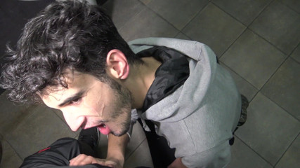 Gaybareback: Straight twink fucked in a bathroom